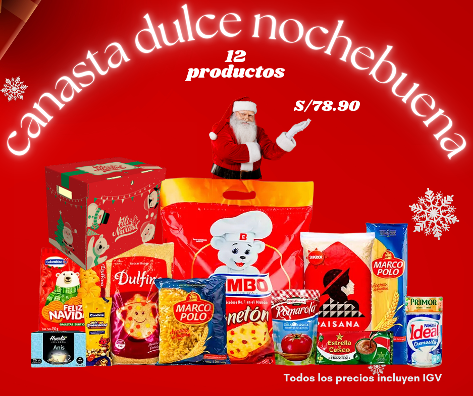Canasta Dulce Nochebuena - Canasta Navideña Económica – 11 productos
